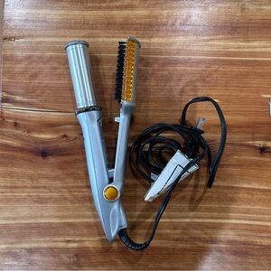 Instyler Rotating Hot Iron Hair Styler Curling Brush IS1001 Silver Tested Works
